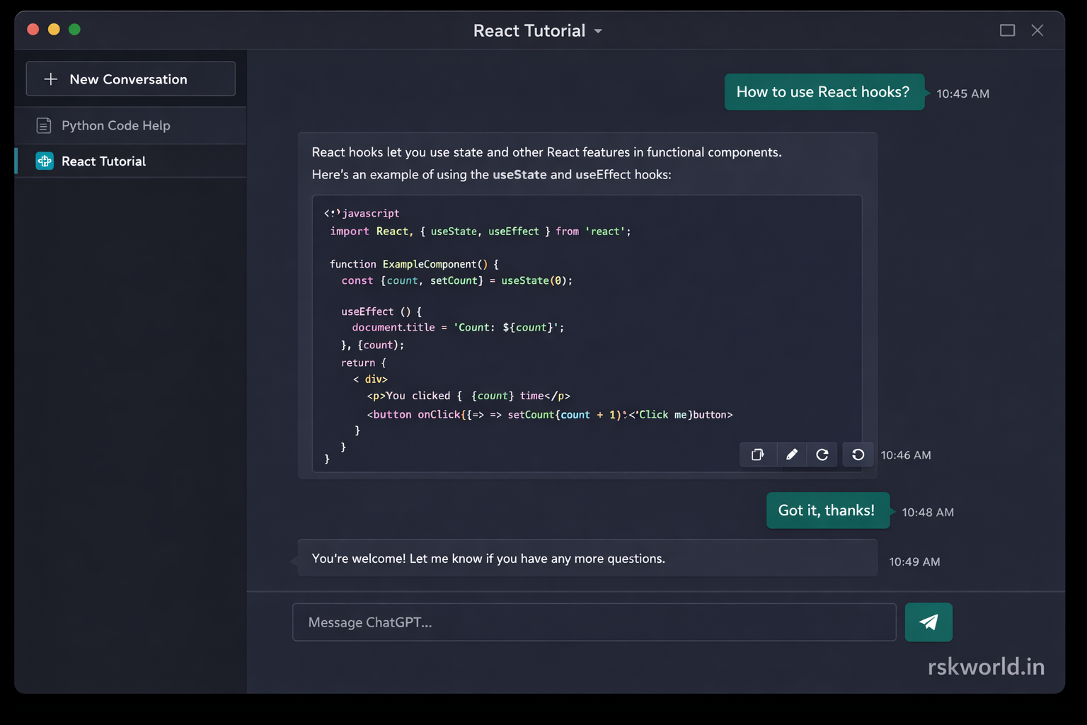 ChatGPT Web Interface - rskworld.in