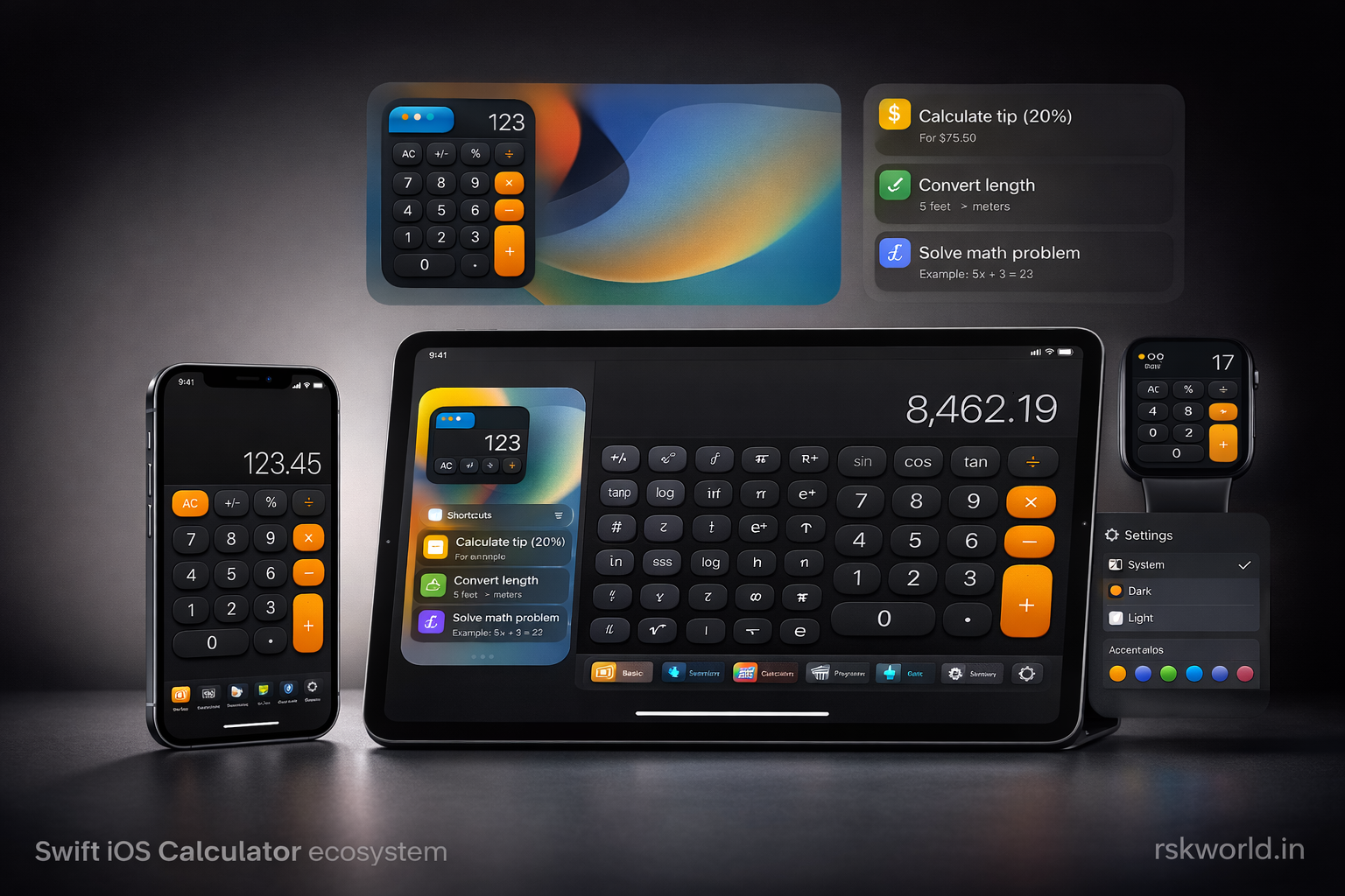 Swift iOS Calculator - rskworld.in