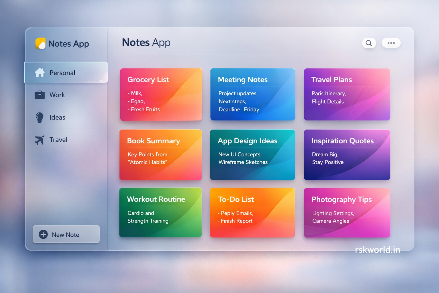 Notes App - rskworld.in