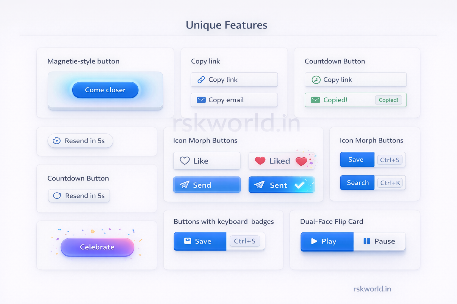 Button Component Collection - rskworld.in