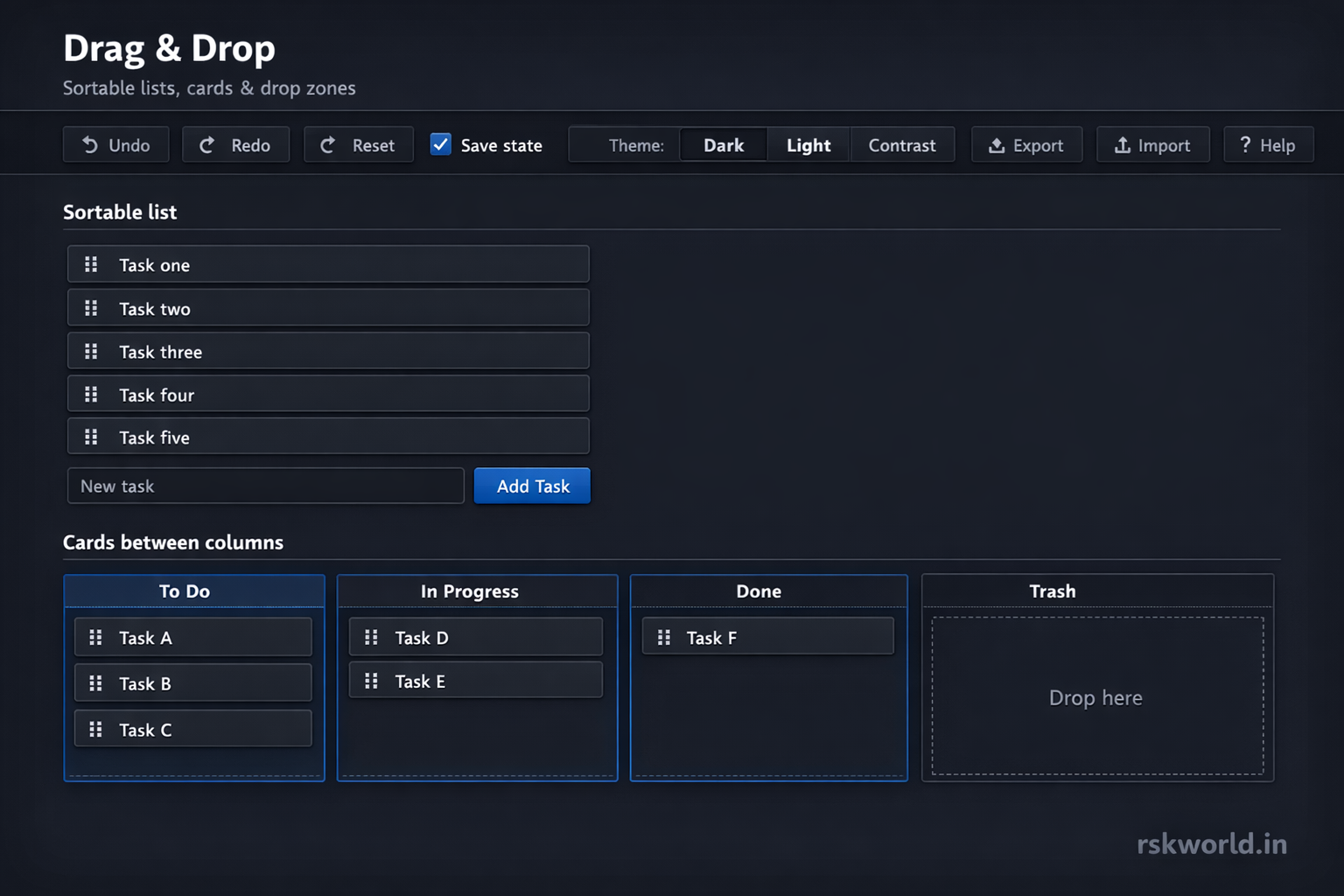 Drag and Drop Interface - rskworld.in