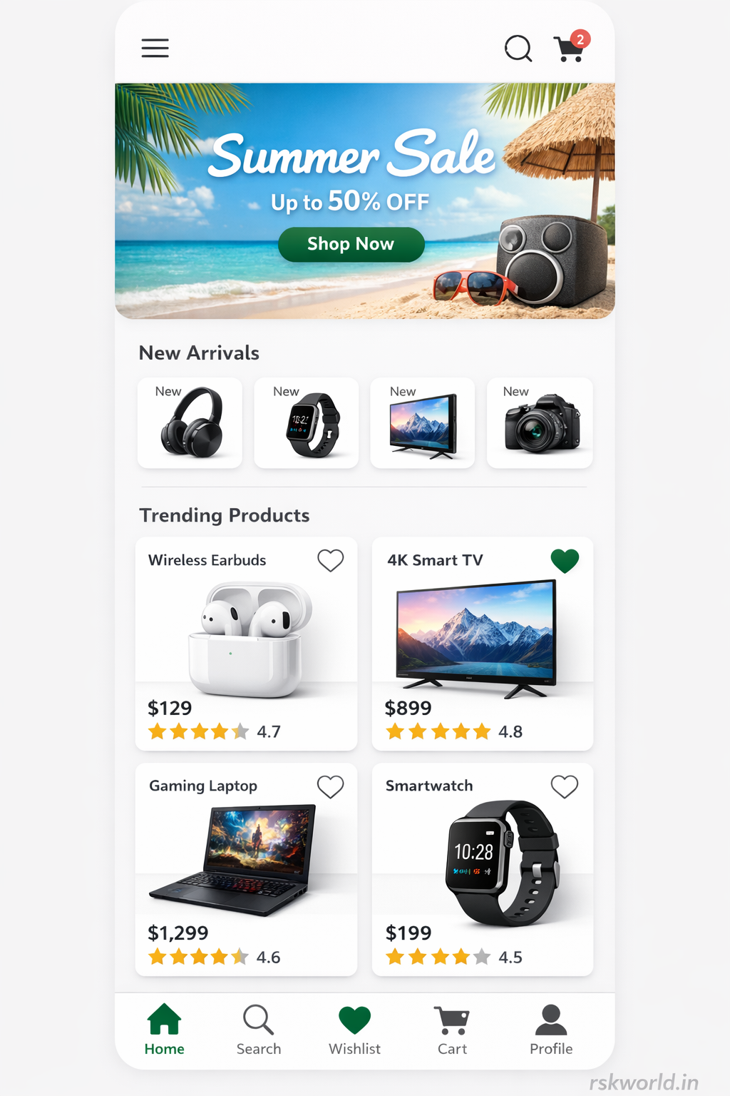 Flutter E-commerce Product UI - rskworld.in