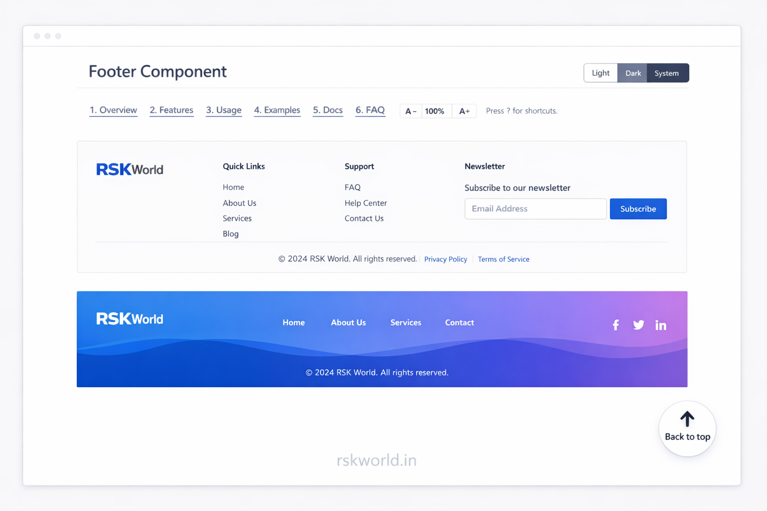 Footer Component - rskworld.in