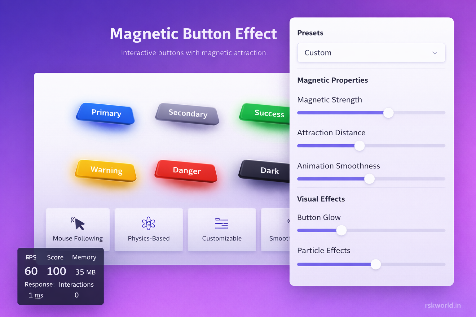 Magnetic Button Effect - rskworld.in