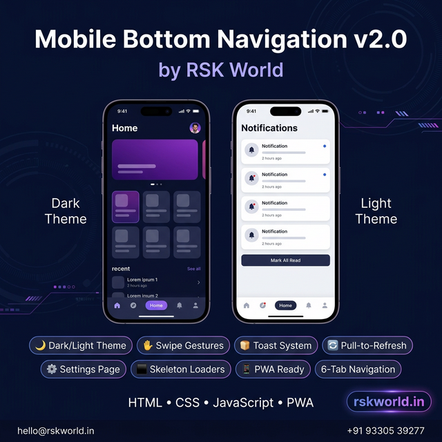 Mobile Bottom Navigation - rskworld.in
