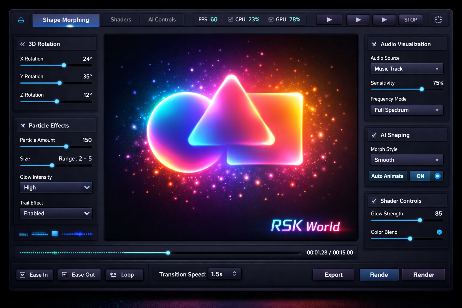 Morphing Shapes Animation - rskworld.in
