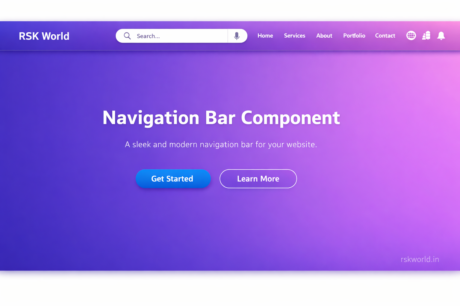Navigation Bar Component - rskworld.in