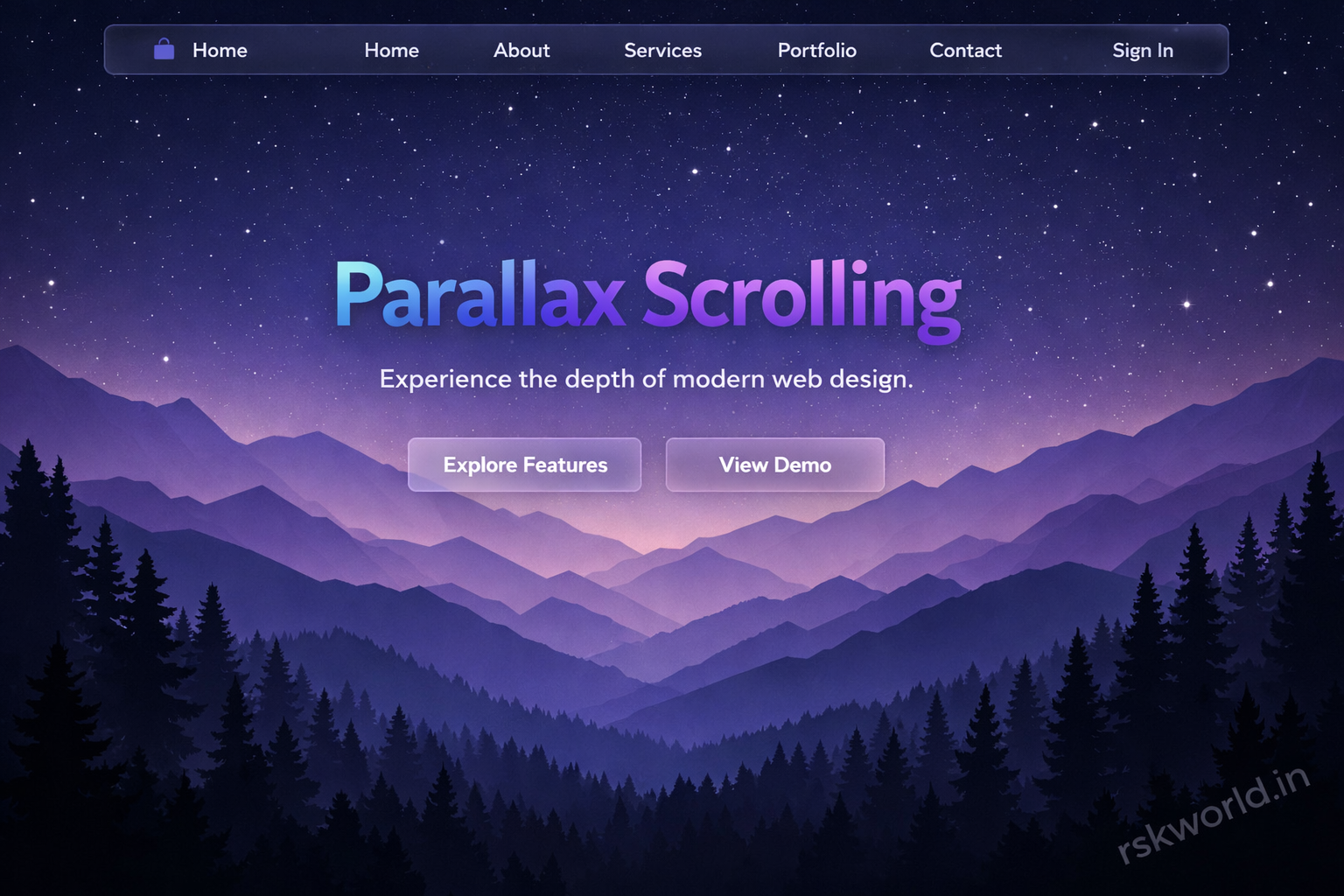 Parallax Scrolling Effect - rskworld.in