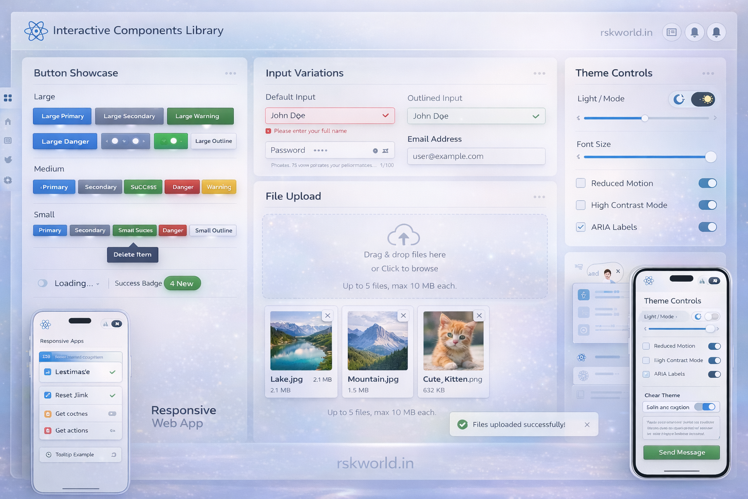 React Button & Input Components - rskworld.in