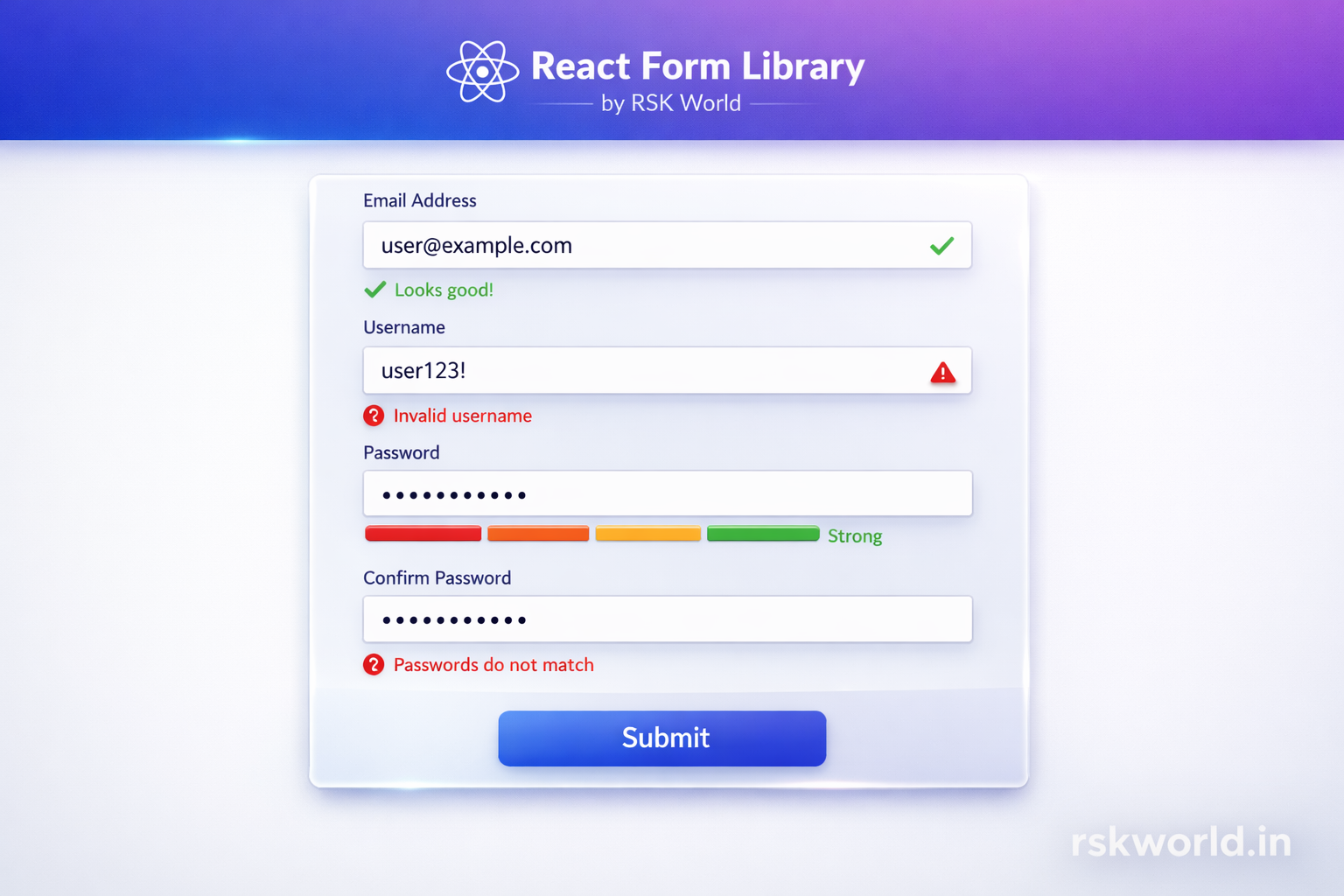 React Form Library - rskworld.in
