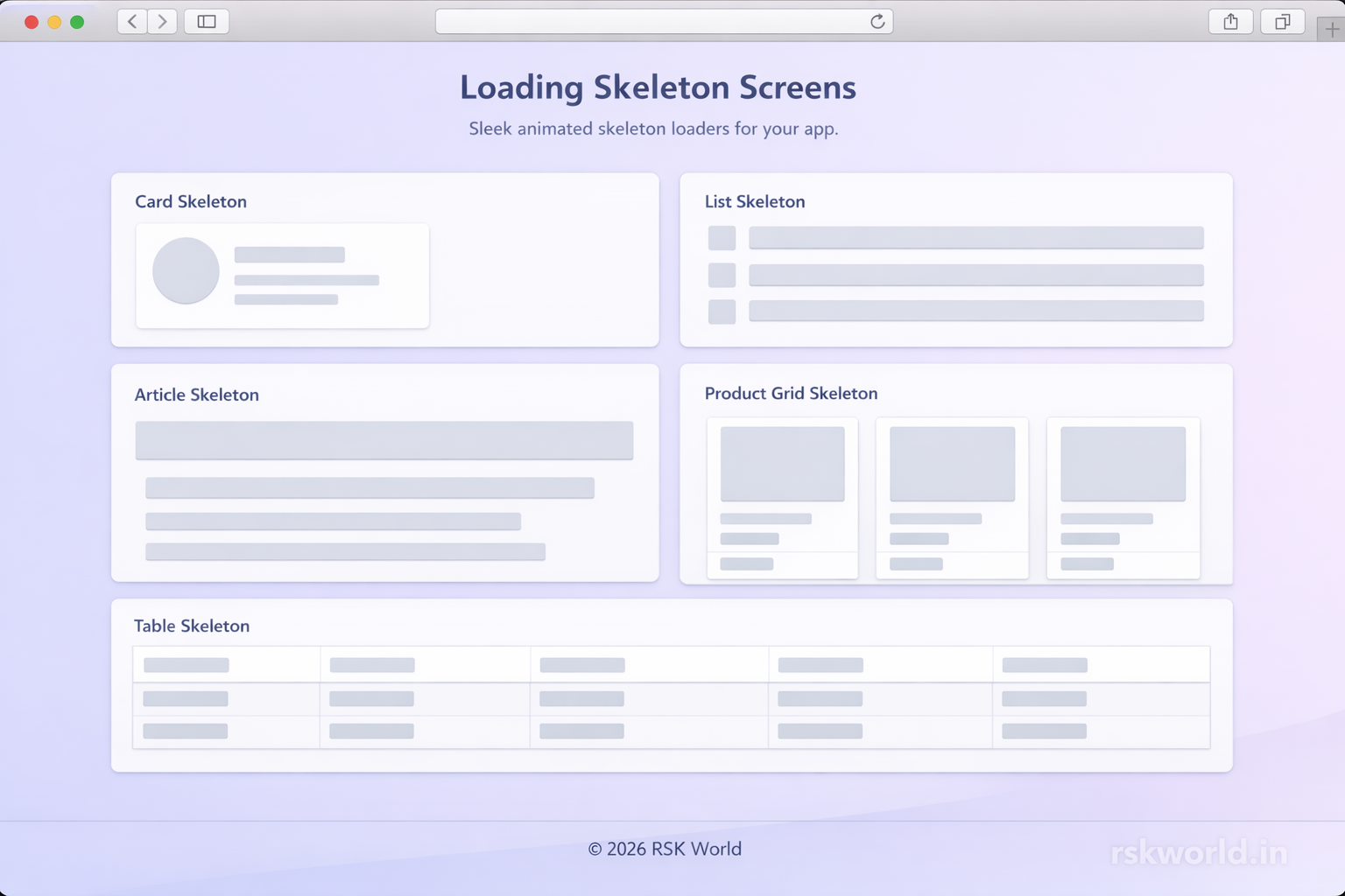 Loading Skeleton Screens - rskworld.in