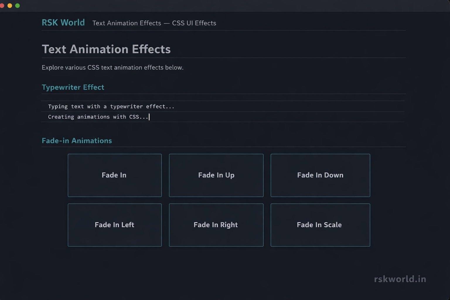 Text Animation Effects - rskworld.in