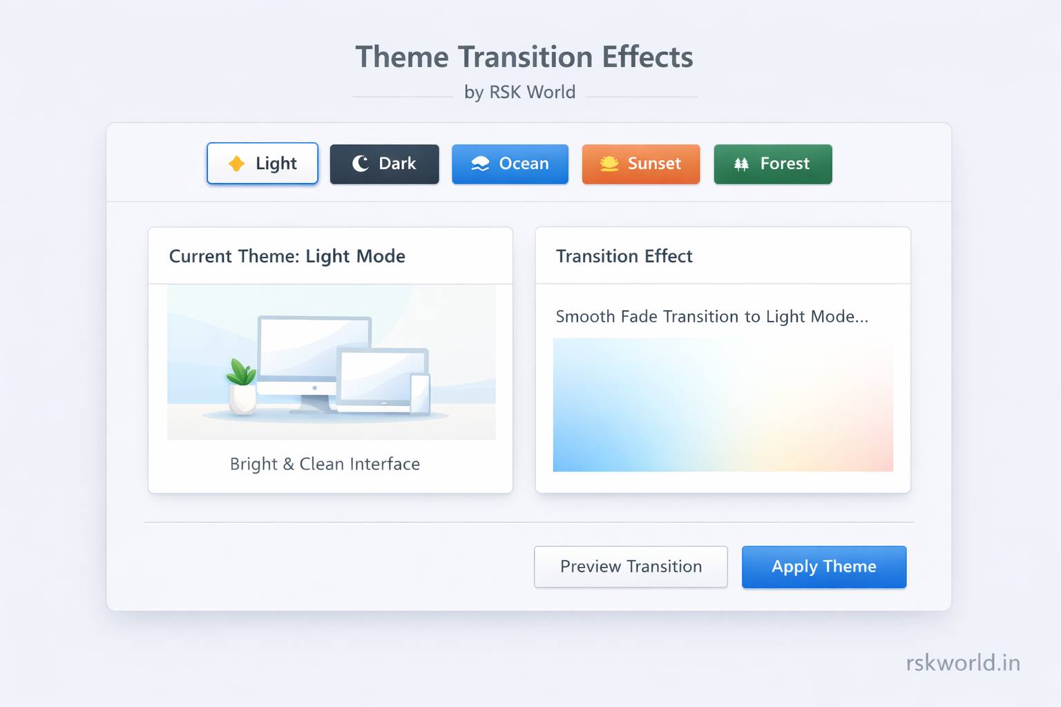 Theme Transition Effects - rskworld.in