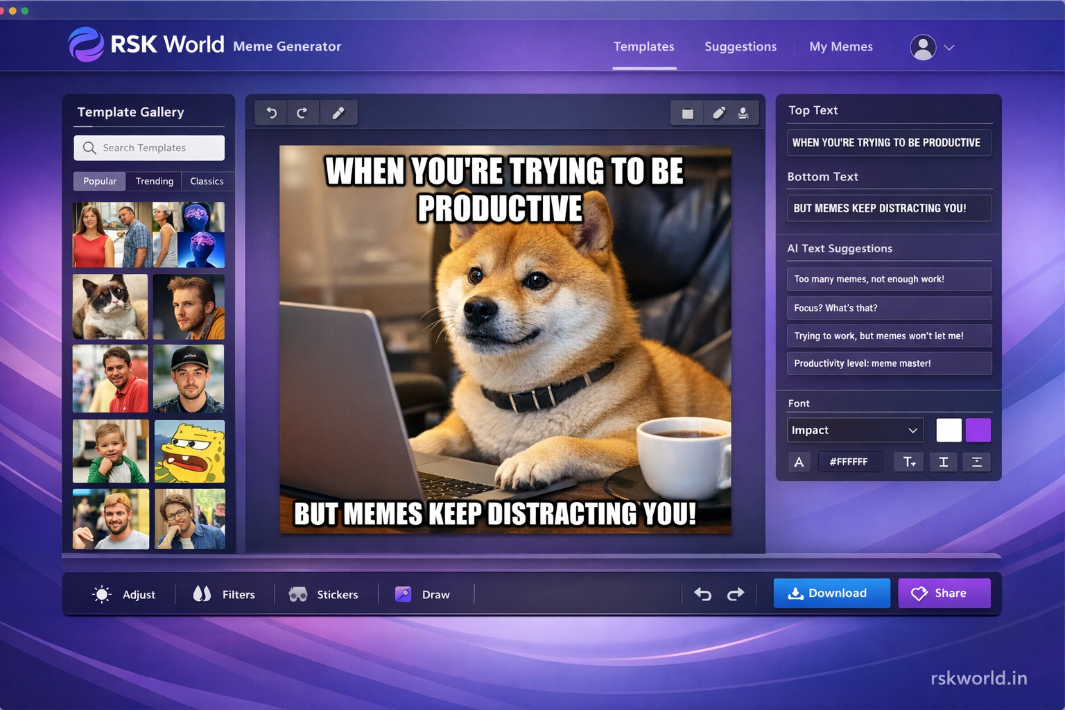 Meme Generator - rskworld.in