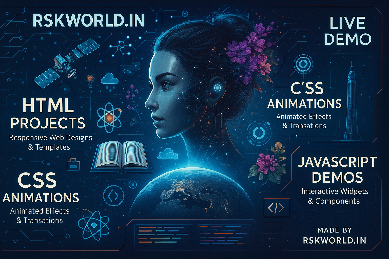Frontend Web Projects, HTML Templates, CSS Animations, and JavaScript Widgets by RSKWORLD.IN