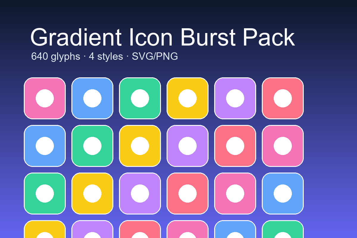 Gradient Icon Burst Pack - Icon collection with outline, solid, and duotone styles crafted for modern dashboards and marketing pages.