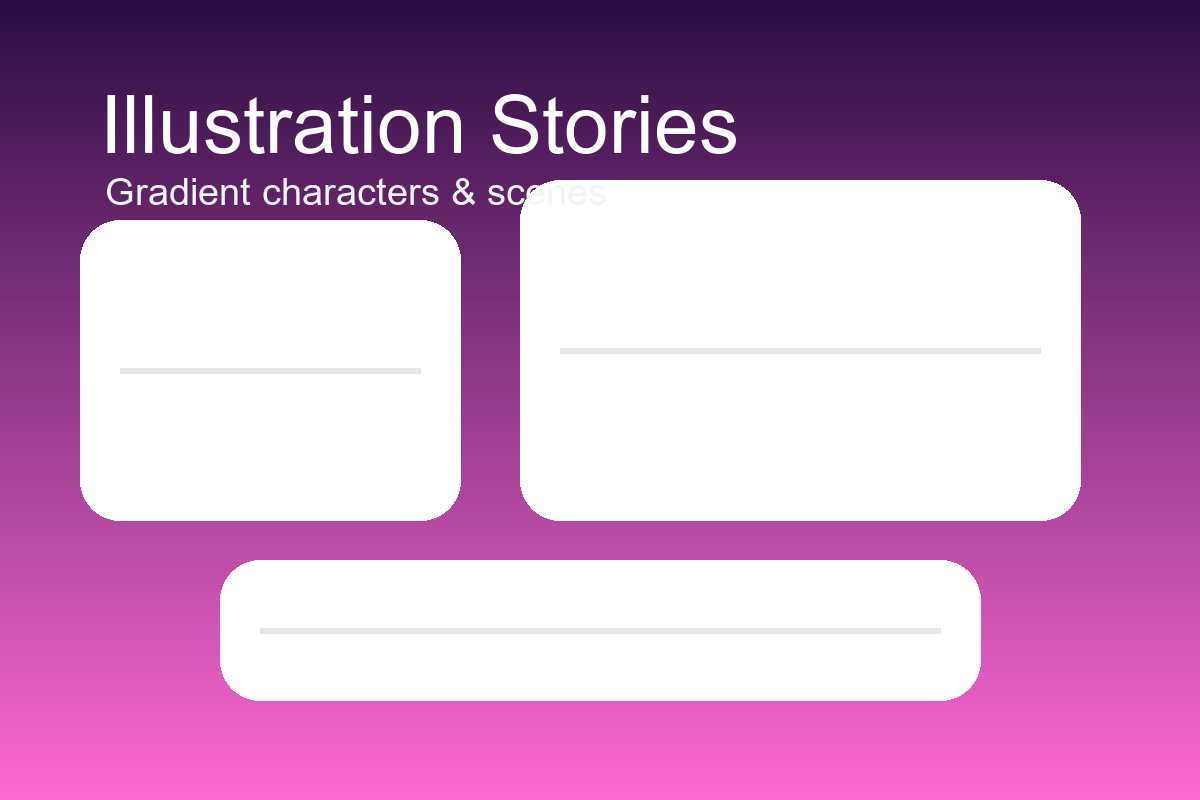 Illustration Stories Bundle - Gradient-rich illustration system featuring characters, devices, and abstract shapes built for onboarding journeys.