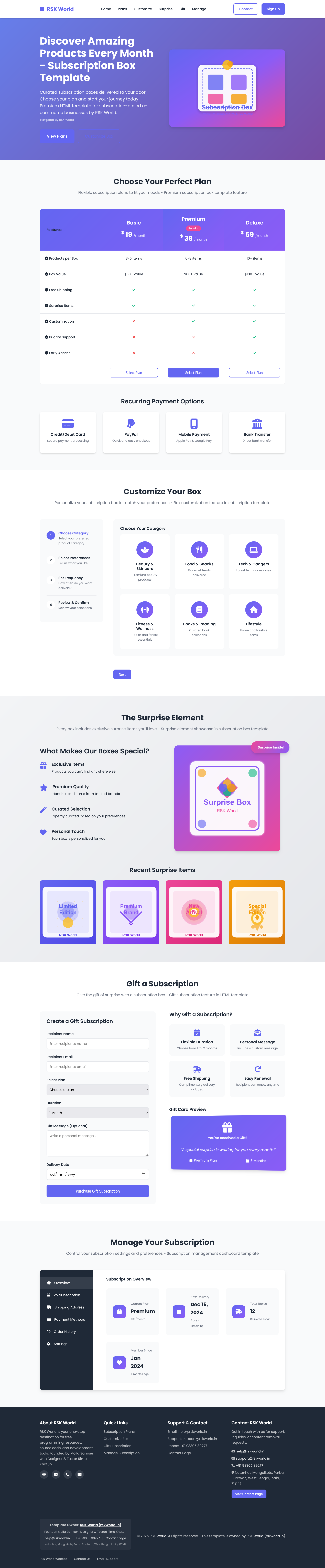 Subscription Box HTML Template