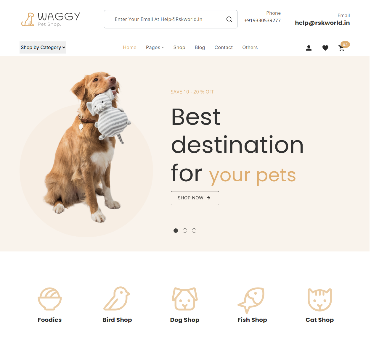 Waggy Pet World - E-commerce HTML Template E-commerce Template