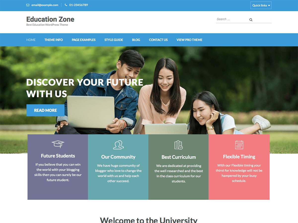 Education Zone - Professional Educational WordPress Theme - Free WordPress Education Theme Download
